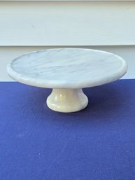 Vintage White Marble Cake Stand Round Pedestal Dessert Serving Plate
