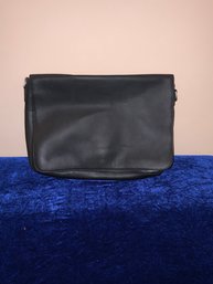 Plain Black Leather Messenger Bag