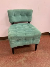 Teal Button Tufted Armless Accent Chair