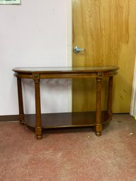 Traditional Wood/glass Demi-lune Console Table