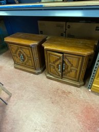 Set Of 2 Vintage Wood Storage Cabinets