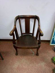 Vintage Wooden Armchair With Horseshoe Shape Back