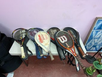 Lot Of 6 Wilson Tennis Rackets With Cases