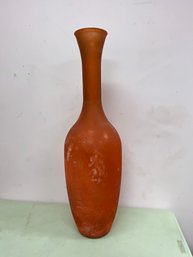 Vintage Slender Bottleneck Orange Glass Vase