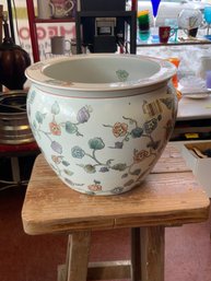 Handpainted Ceramic Planter With Floral Pattern