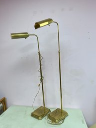 Pair Of Adjustable MCM Brass Reading Lamps