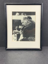 Black And White Print Of Legendary Boston Celtics Coach And General Manager Red Auerbach In Wood Frame
