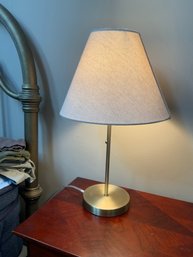 Gold Toned Base Table Lamp With White Shade