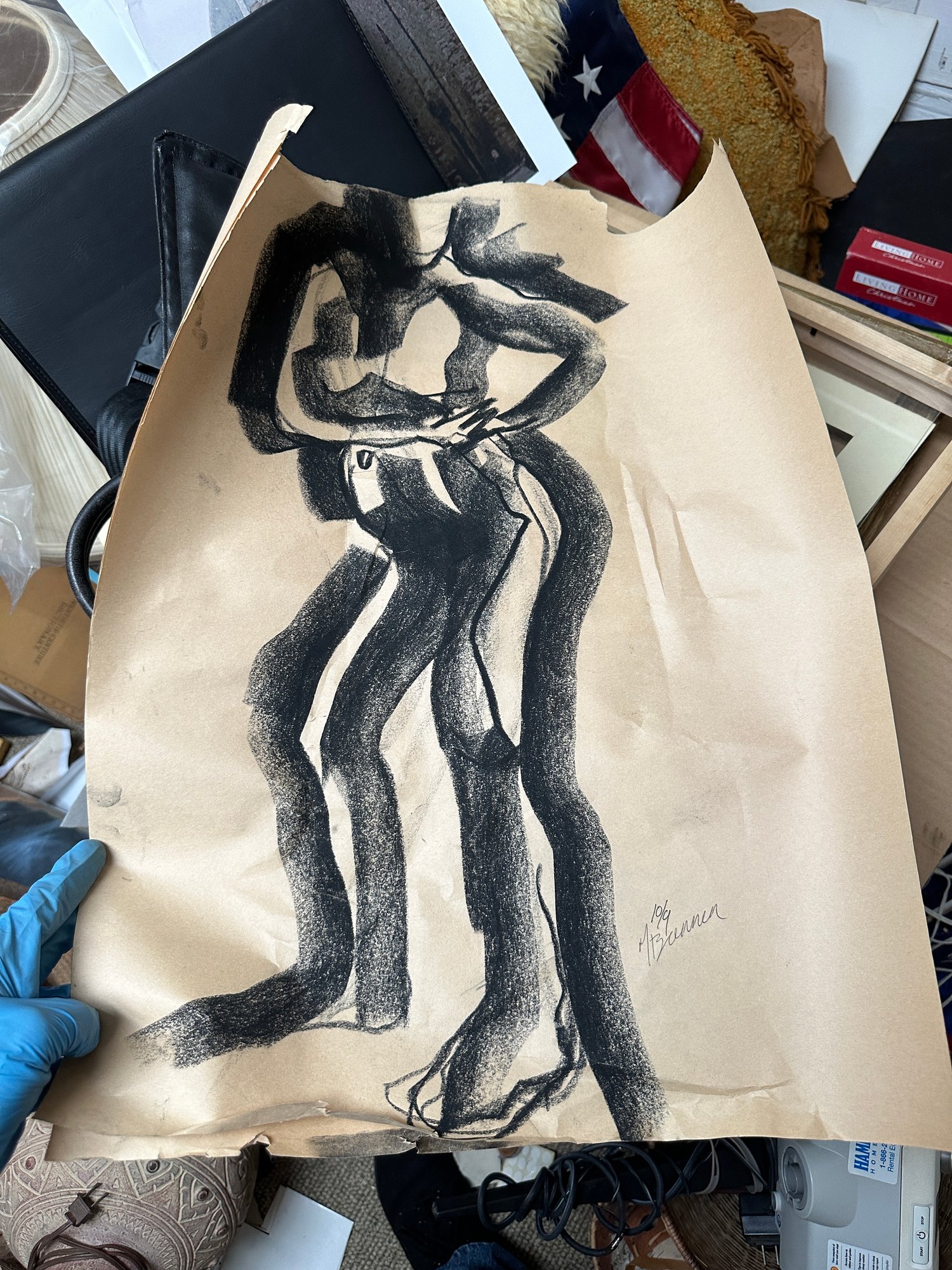 Charcoal Drawing On Paper 10/9 By W. Brewer 14117