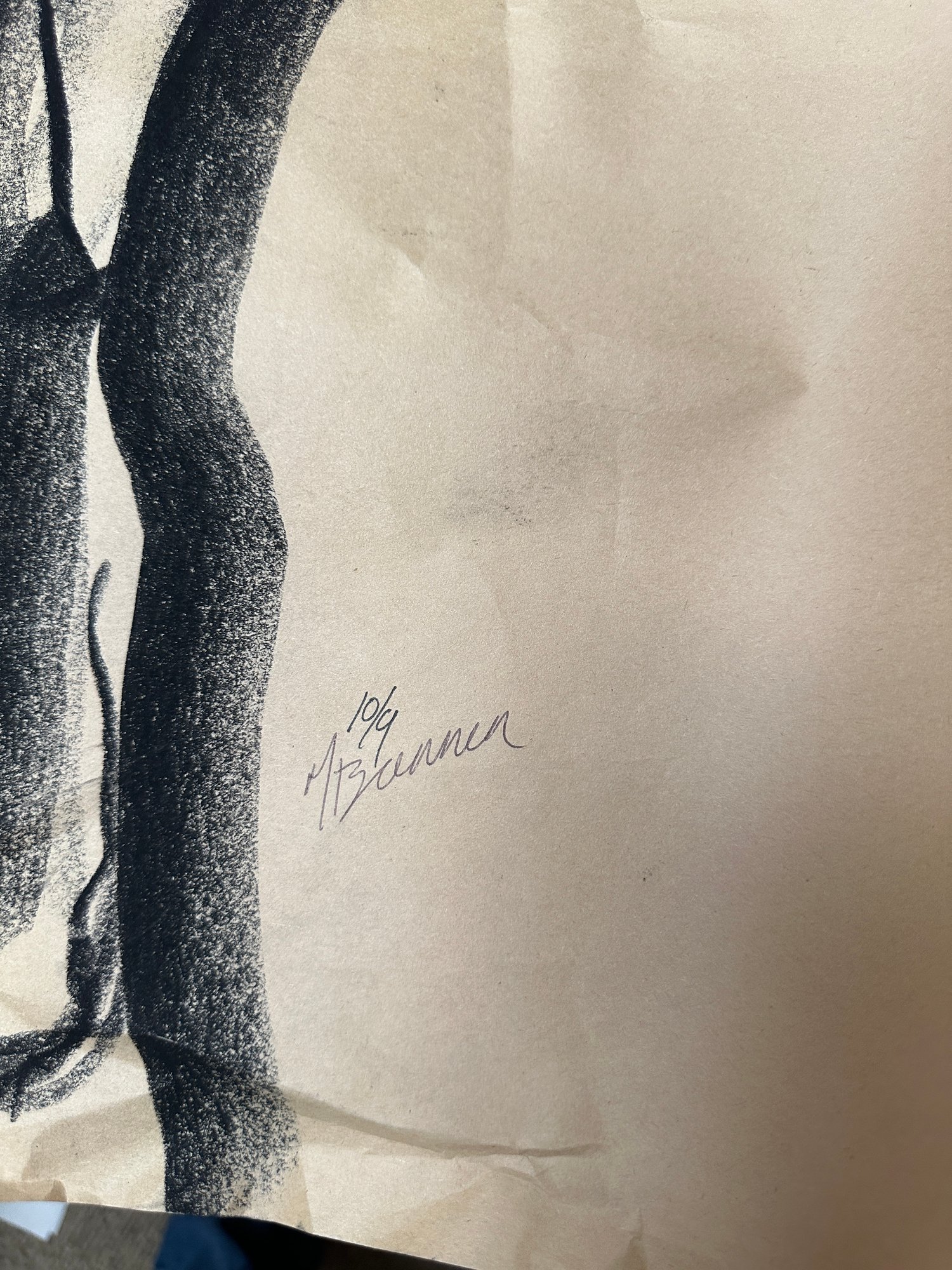 Charcoal Drawing On Paper 10/9 By W. Brewer 14117