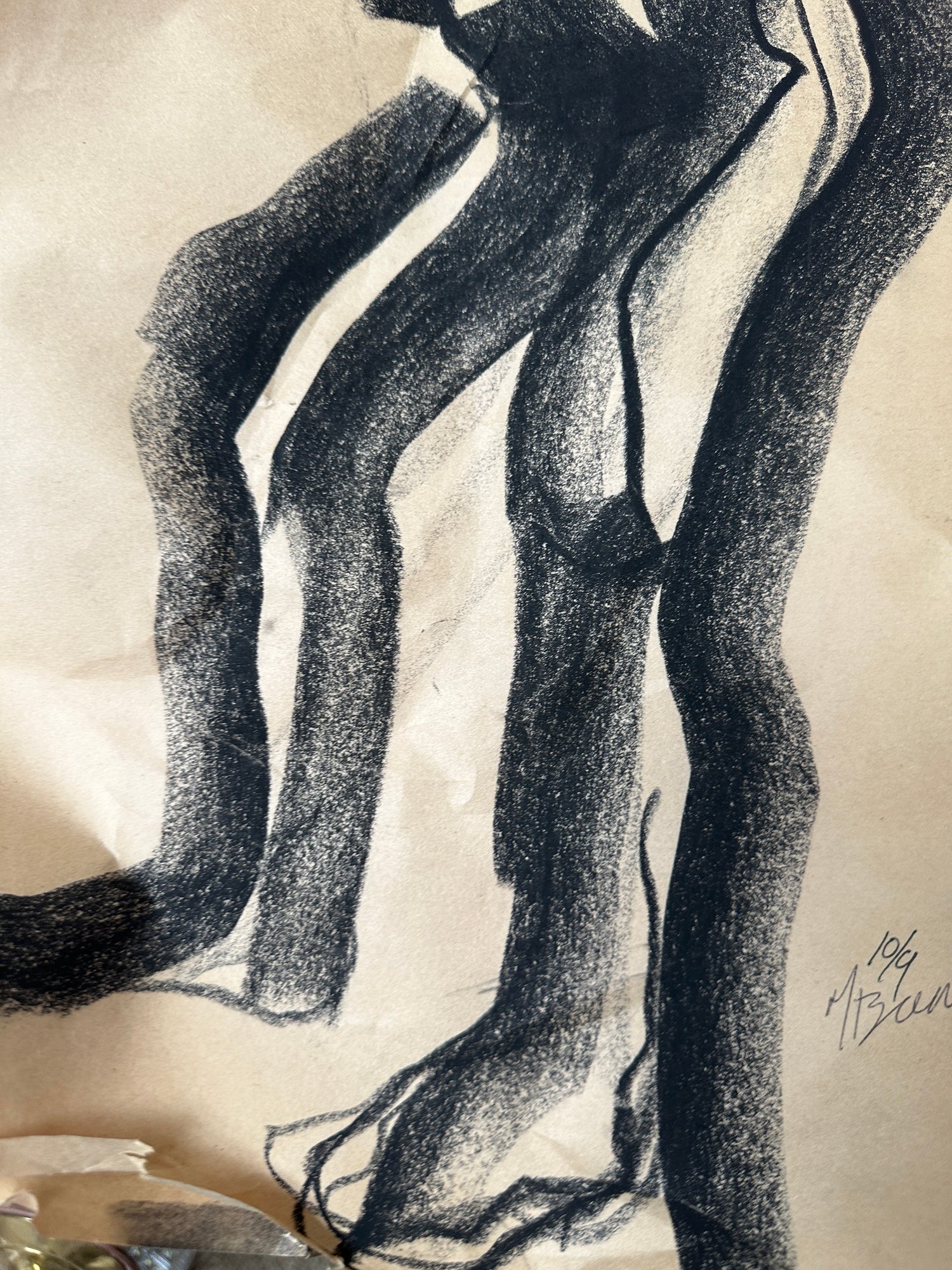 Charcoal Drawing On Paper 10/9 By W. Brewer 14117