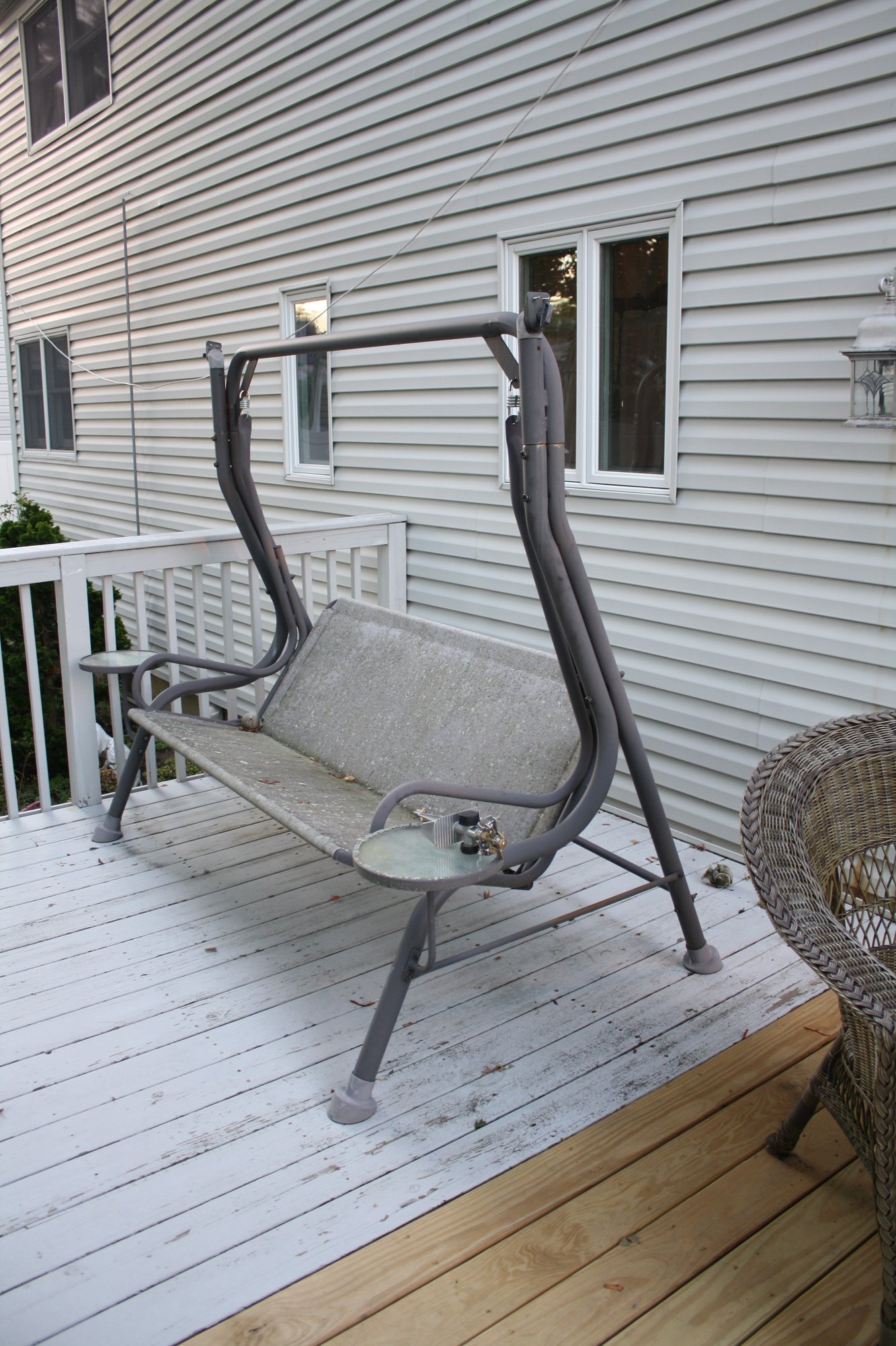 Freestanding Patio Swing With Attached Side Tables #31769