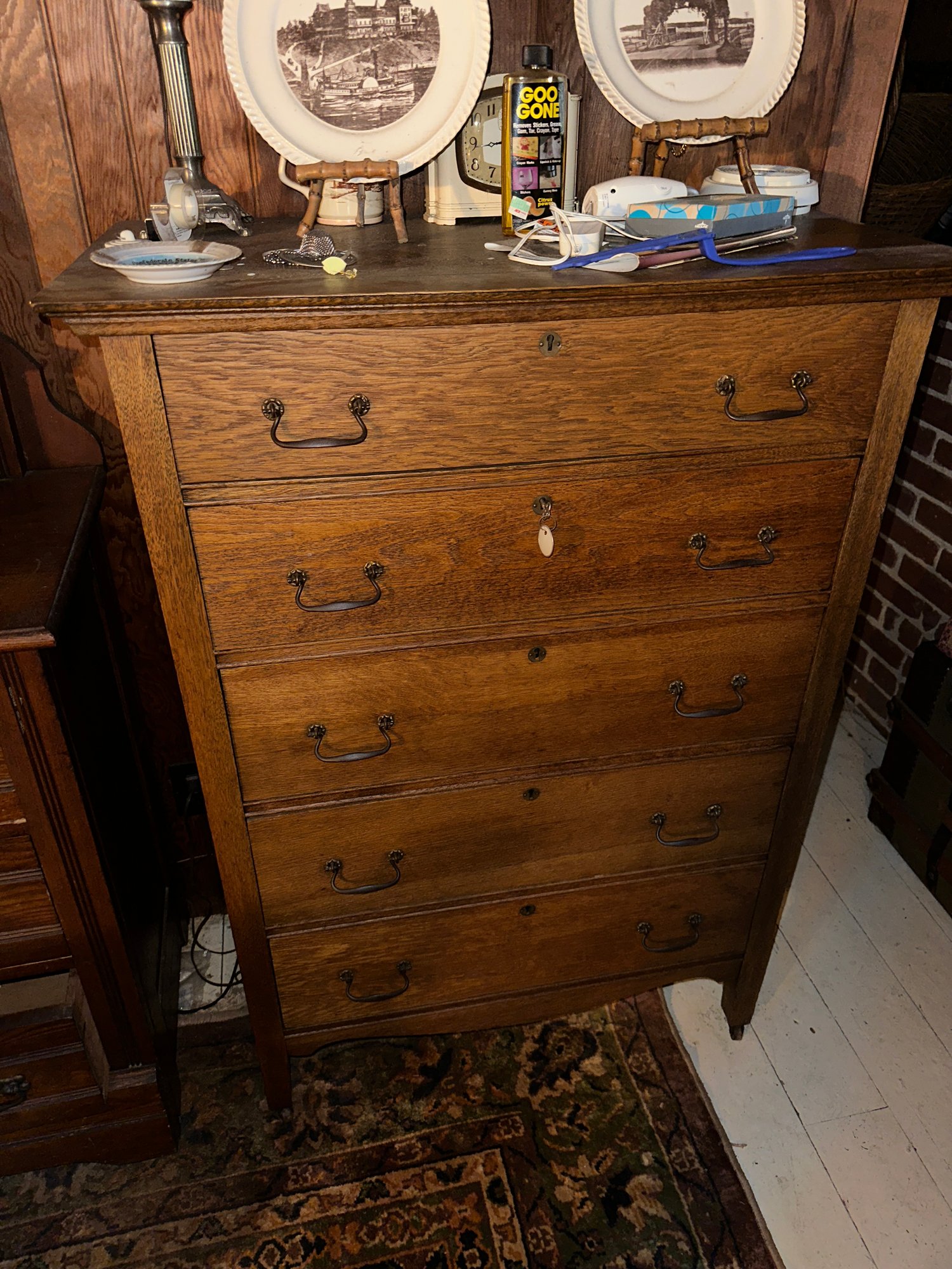 Antique Oak 5 Drawer Dresser 4304