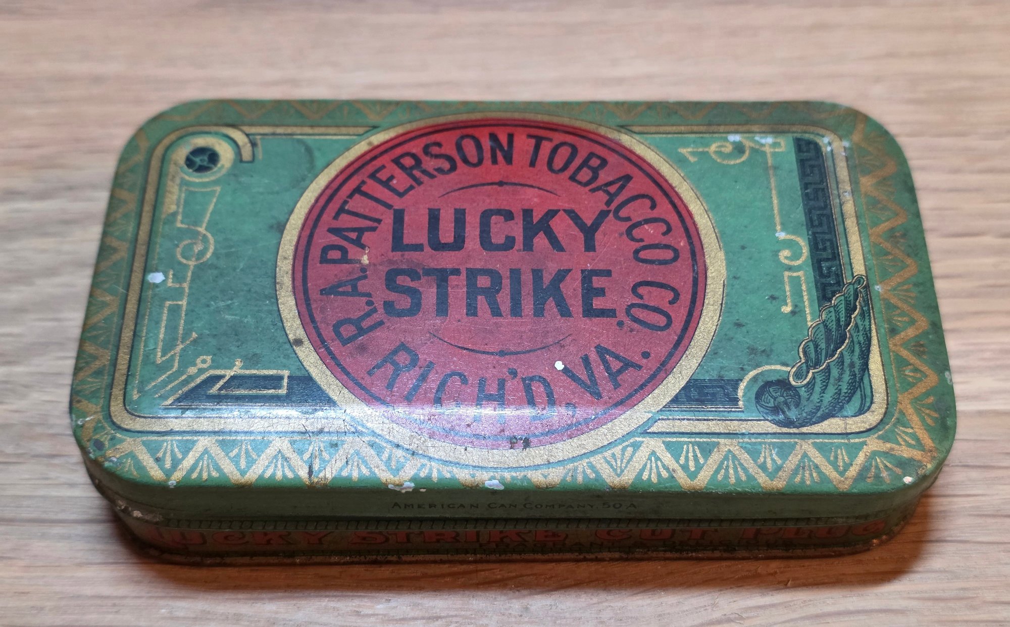 lucky hit tobacco tin AU4 Antique Strike & Sir Walter Raleigh Smoking Tobacco Tin #39781 Lucky Strike Tobacco Tins |