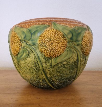 RARE Vintage ROSEVILLE ART POTTERY SUNFLOWER JARDINIERE Pottery Planter