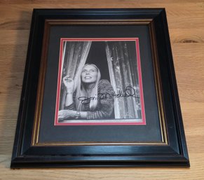 Signed Framed JONI MITCHELL Autograph Black And White Photo
