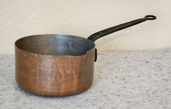 Vintage Copper Cookware Pan With Spout Edge Accent