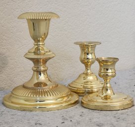 (3) Vintage BALDWIN Brass Candlestick Holders