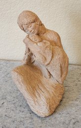 Vintage Ceramic SIGNED Mother And Child Sculpture Home Decor Figure