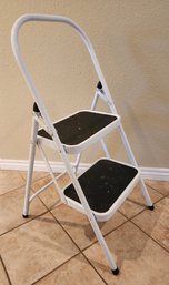 Vintage Folding Household Step Ladder Black And White Metal