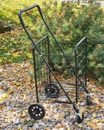 Black Metal Folding Shopping Cart