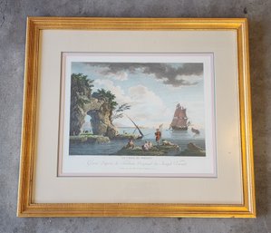 Vintage Framed Claude-Joseph Vernet (1714-1789) Colored Engraving