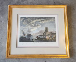 Vintage Framed Claude-Joseph Vernet (1714-1789) Colored Engraving #2