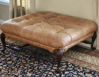 HUGE Oversized Button Accent Soft Leather Ottoman
