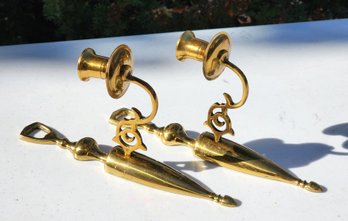 Vintage Set Of Brass Candlestick Holders Wall Accent Selections