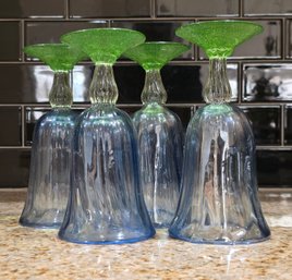 Vintage Hand Blown Colorful Goblet Glasses