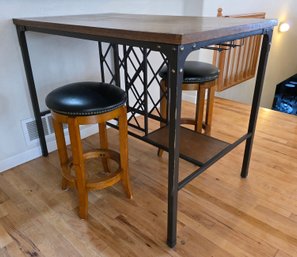 Industrial-style Counter-height Pub Table With Weathered Brown Finish Top Black Metal Frame And Stools