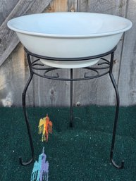Antique Porcelain Wash Basin Bowl With Metal Black Stand