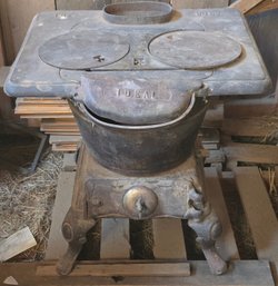 Antique Cast Iron Stove Water Heater Style 'Caboose Stove' Or 'laundry Stove'