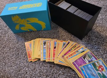 Large Selection Of Pokemon Trading Cards Featuring BLUE Hard Decor Case