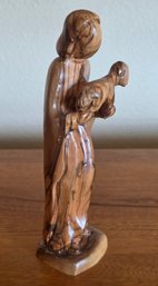 Hand-carved Olive Wood Statue Of Jesus As The Good Shepard
