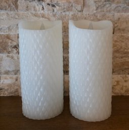 White Honeycomb Textured Pillar Candles Are Battery-operated Flameless Lights