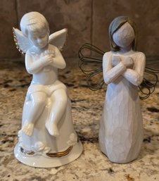 Willow Tree Angel Figurine & White Porcelain Angel Bell