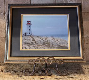 Framed And Matted Print Featuring The Iconic Peggy's Point Lighthouse Located In Nova Scotia, Canada