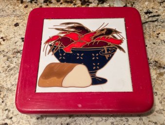 Vintage Arius Tile Carinella #9 Featuring A Lobster And Bread Design