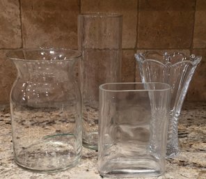 Assortment Of Clear Glass Decorative Flower Floral Vases