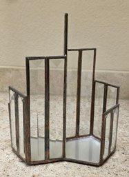 Decorative Stained Glass Candle Holder Featuring A Geometric Design