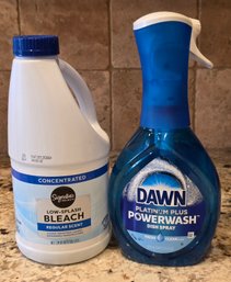 Bleach Product And A Dish Spray DAWN