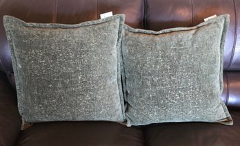 (2) StudioChic Home Brand Decorative Throw Pillows With A Textured Green Cover