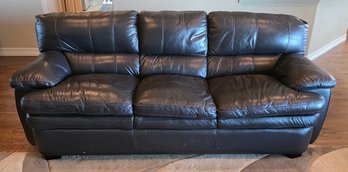 Contemporary Faux Brown Leather Sofa