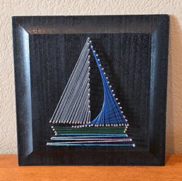 Handmade String Art Sailboat Decor Piece