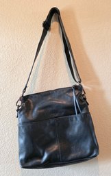 Margot New York Black Leather Crossbody Shoulder Bag
