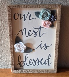 Decorative Wood Box Sign With A Hand-lettered Sentiment