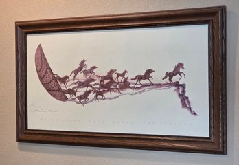 Framed Print Titled 'Grandfather Cuts Loose The Ponies' By Artist David Govedare