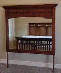 Wooden Headboard With An Integrated Mirror