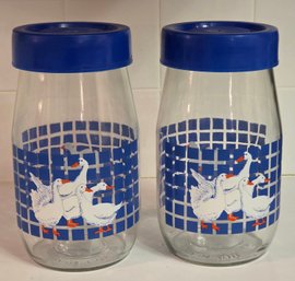(2) Vintage 1982 Carlton Glass Country Geese Jars